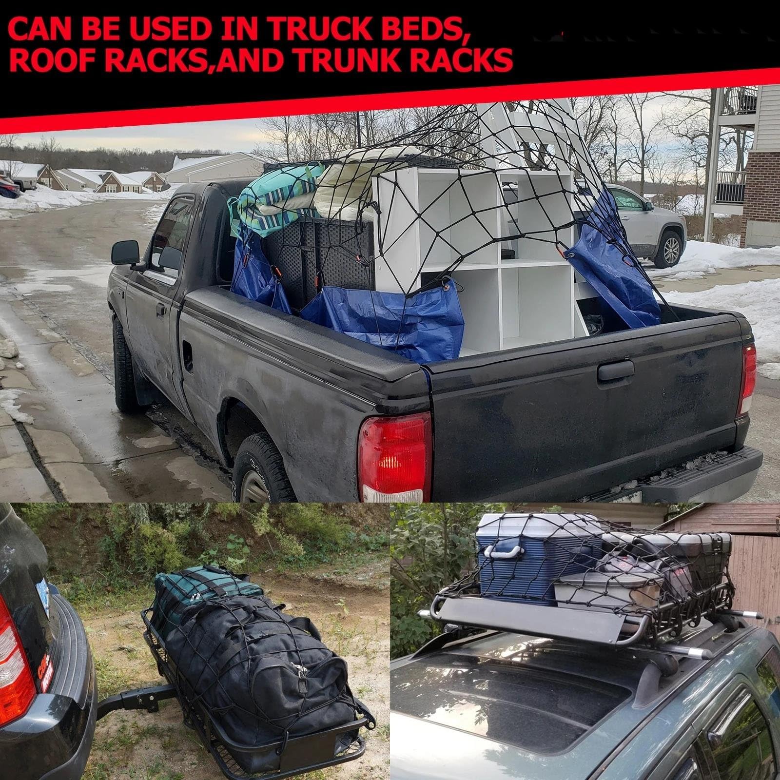 Reti per auto Rete Di Carico In Lattice Ad Alta Resistenza Per Cassone Di Pick-up Per Ford Per Dodge Per Ram Per Chevy Per Silverado 1500 2500HD Rete Bagagliaio Auto(150x210cm)
