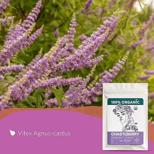 Miniatura 4 de Zhivana Organics - Té orgánico de sauzgatillo 4 onzas, hierba Vitex agnus-castus, para el equilibrio femenino, apoya la armonía hormonal, la