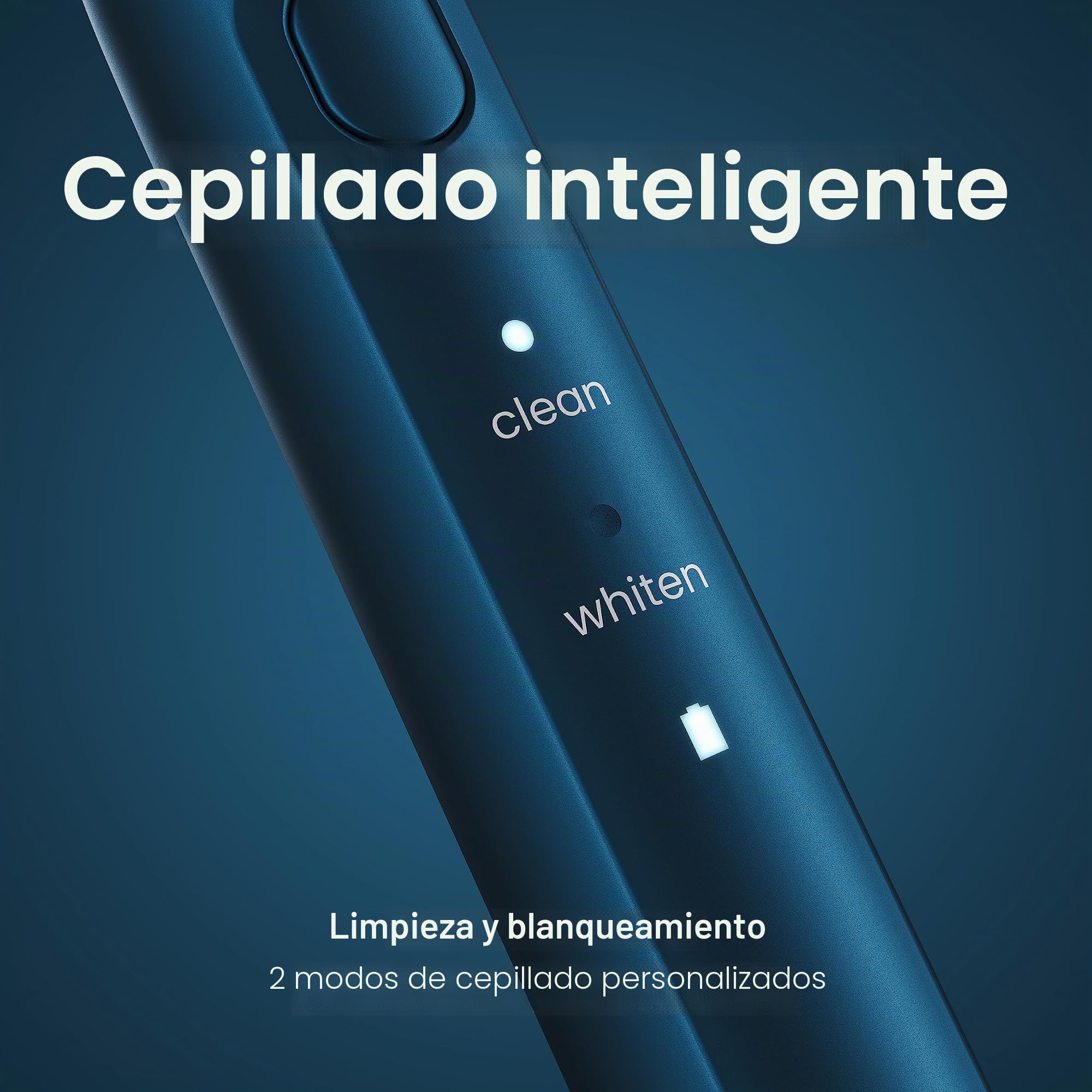 Aquasonic Icon - Cepillo recargable con soporte magnético y estuche viajero delgado | 2 modos y temporizadores inteligentes | Azul marino