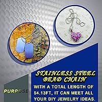 Vista 3 de Cadena de bolas de 55 pies, cadena de etiqueta de perro de 5.0 mm de acero inoxidable con 100 cierres para joyería, manualidades DIY, collar