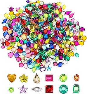 Yesland 2400 Pcs Gems Acrylic Flatback Rhinestones Gemstone Embellishments, 12 Shapes Jewels Stickers Rhinestones, Muticol...