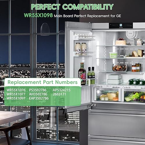 Miniatura 3 de WR55X11098 Placa de control electrónico para refrigerador, compatible con ge PGCS1RKZJSS, PSQS6YGZBESS, PFSS5RKZASS, PFCF1RKZABB, PGS25KSEAFSS,