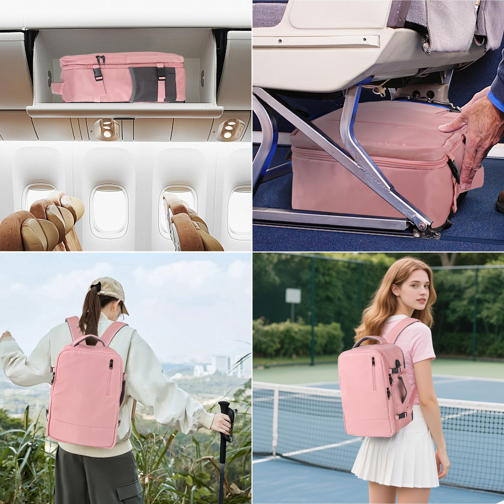 TANTOMI Ryanair - Borsa da cabina 40 cm x 27 cm x 17 cm, zaino da viaggio con scomparto per scarpe, per uomini e donne, rosa, M, Classico