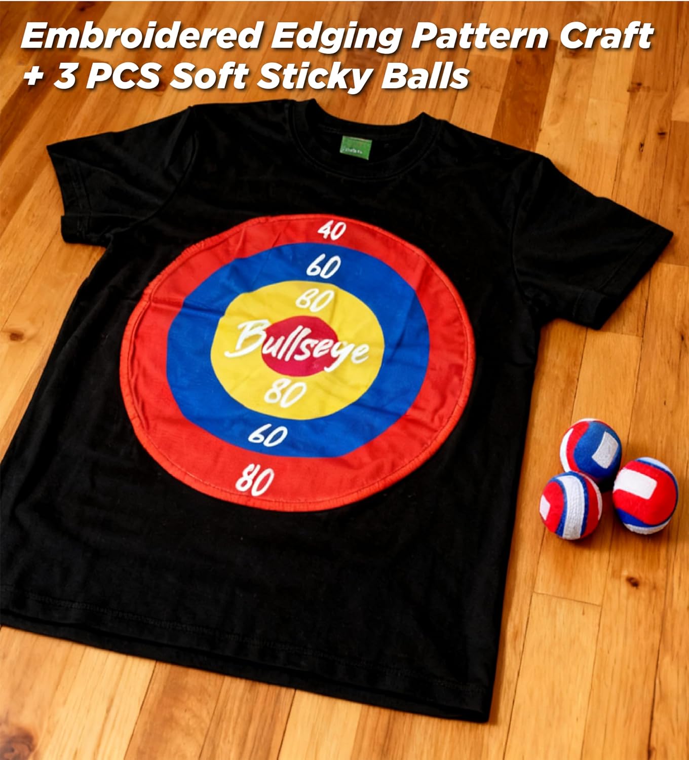 Kids Hook & Loop Dart Board T-Shirt with Sticky Ball, Funny Shirts for Kids, Interactive Family Games & Outdoor Game for Kid