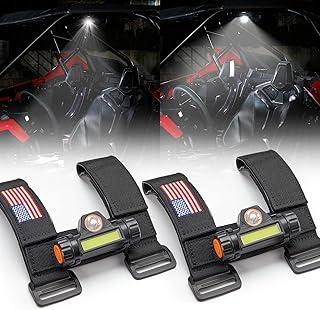 kemimoto UTV Dome Light 2PCS, Roll Bar Lights Mount Interior Lights Embroidered American Flag, Compatible with Polaris RZR Can Am Talon Kawasaki Golf Cart Boat ATV SXS UTV Accessories 1.25"-2" Bar