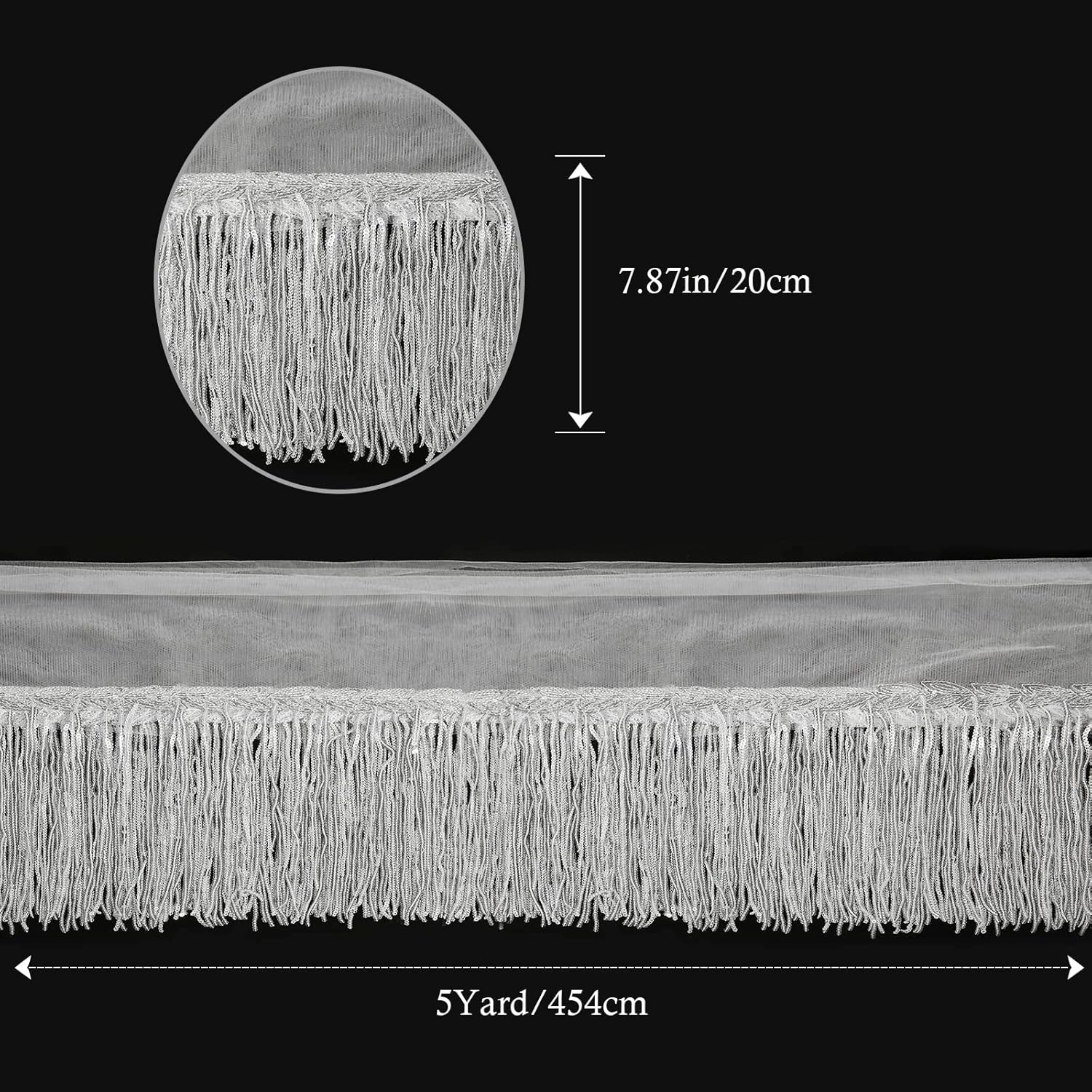 WELROG Sewing Fringe Trim 5 Yards - Sequins Lace Tassel Fringe Trim for DIY Dress Sewing Crafts Costumes Decoration