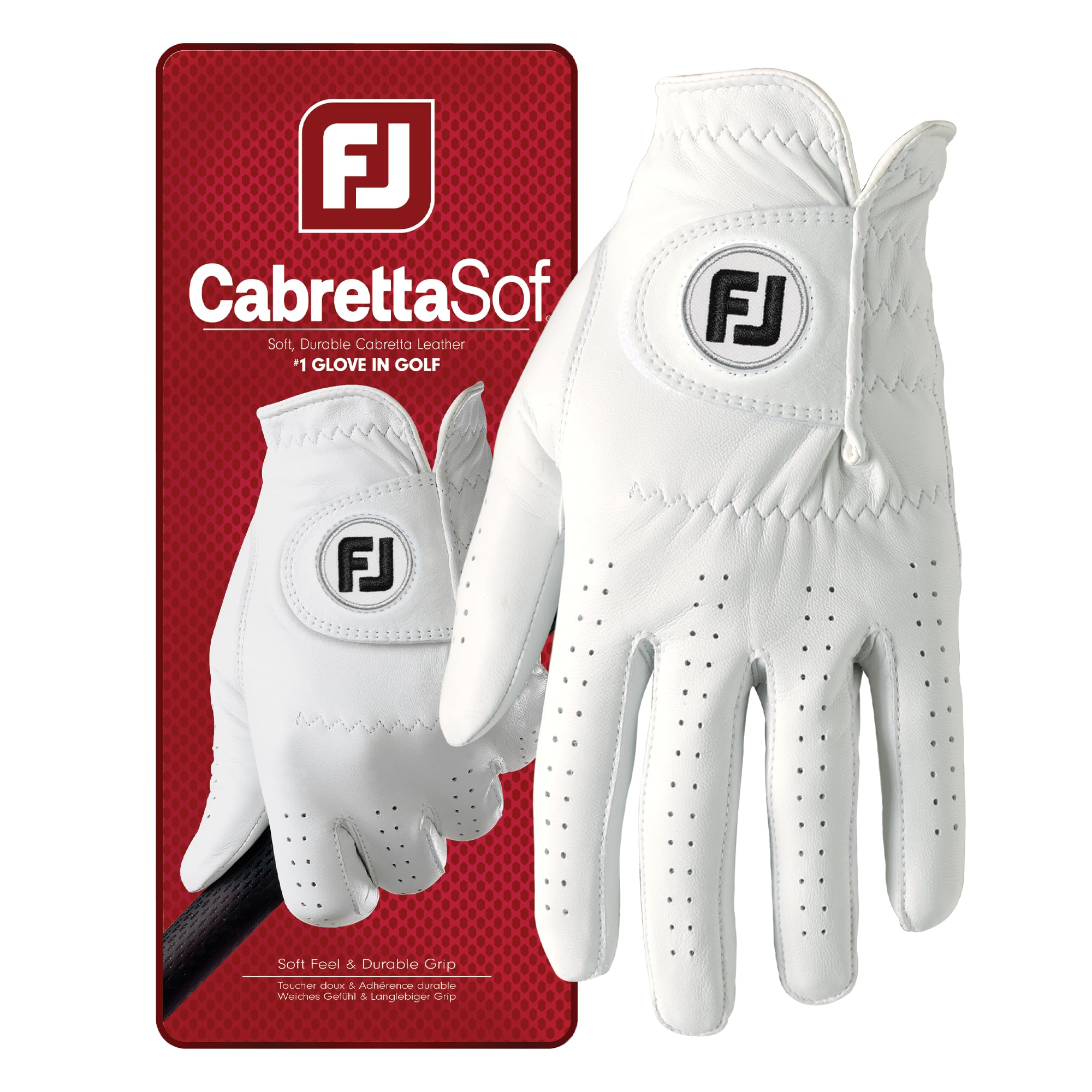Footjoy Men's White Cabrettasof Golf Glove in Size M, Sports Direct