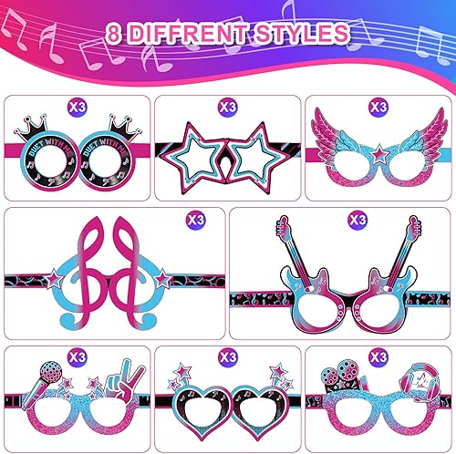 Miniatura 2 de Capoda 24 piezas de decoraciones de fiesta con música, máscara divertida, gafas de papel, gafas de disfraces, accesorios de cabina de fotos,