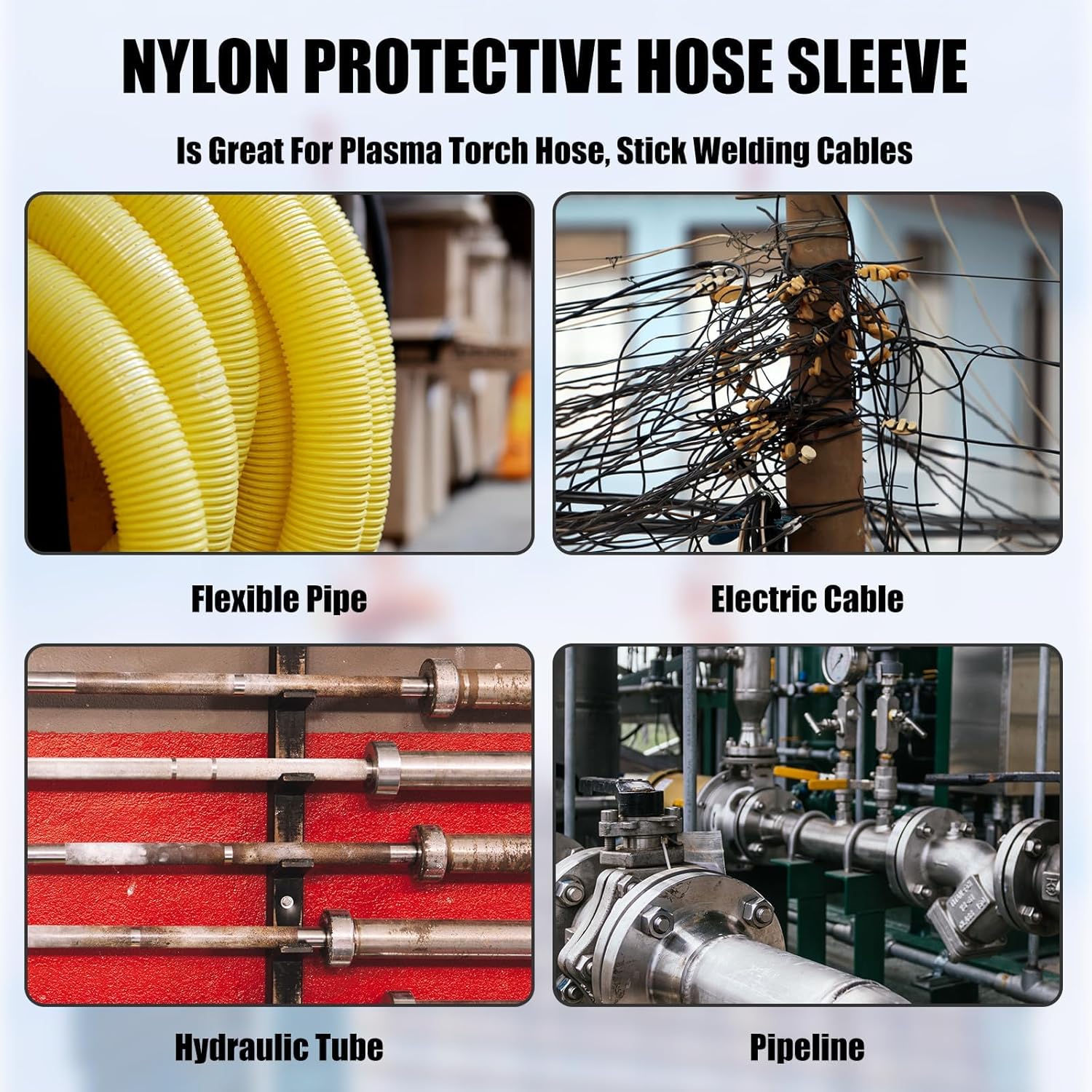 33 FT Nylon Hydraulic Hose Protector 1.5 in Sleeve Black Protective Cover Sheath Wrap Cable Sleeve Torch Cutting Wire Cover Management Wrap for Cord Tig