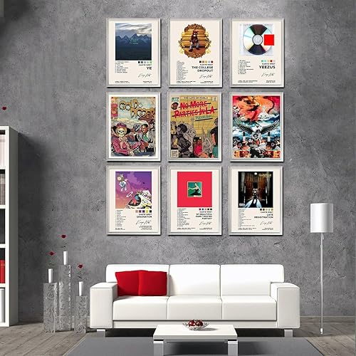 Miniatura 3 de Kanye West - Póster de edición limitada, póster de música de rap cantante, lienzo para pared, póster de habitación para niñas jóvenes, juego de 9