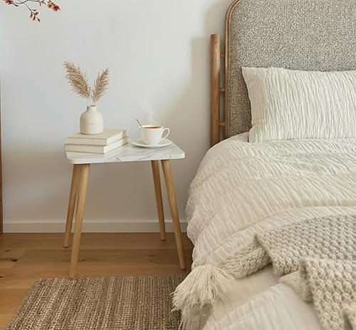 Miniatura 5 de FORAOFUR Mesa auxiliar pequeña, mesa auxiliar para sala de estar, dormitorio, balcón, oficina, mesita de noche moderna, decoración del hogar, mesa