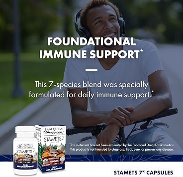 Host Defense Stamets 7-7 Species Blend - Mushroom Supplement for Immune Support - Includes Royal Sun Blazei, Cordyceps, Reishi, Maitake, Lion's Mane, Chaga & Mesima - 30 Capsules (15 Servings)*