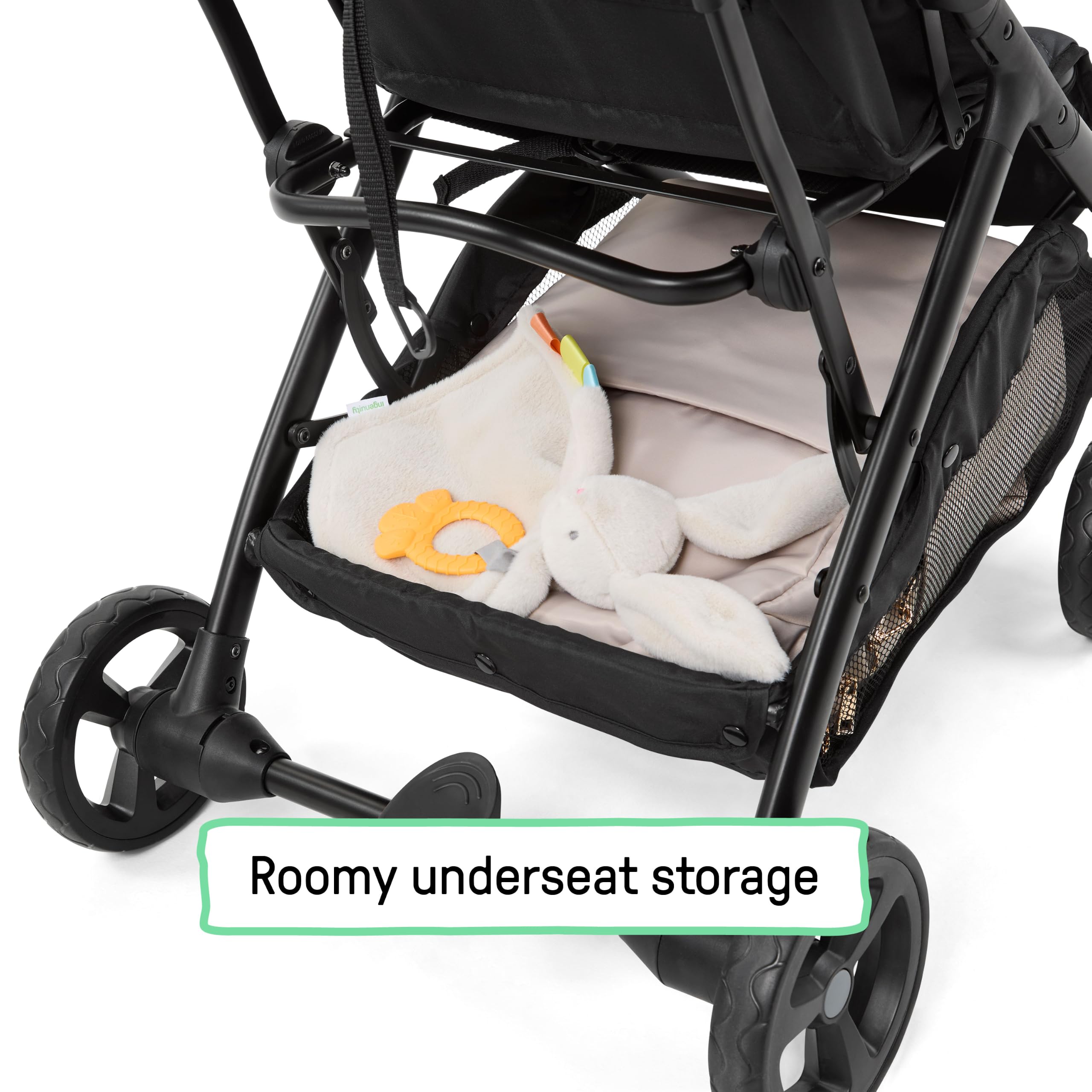 Ingenuity Passeggino 3Dquickclose CS+ Pieghevole Compatto con Cappottina Oversize, Ampio Spazio Portaoggetti, Leggero, Nero