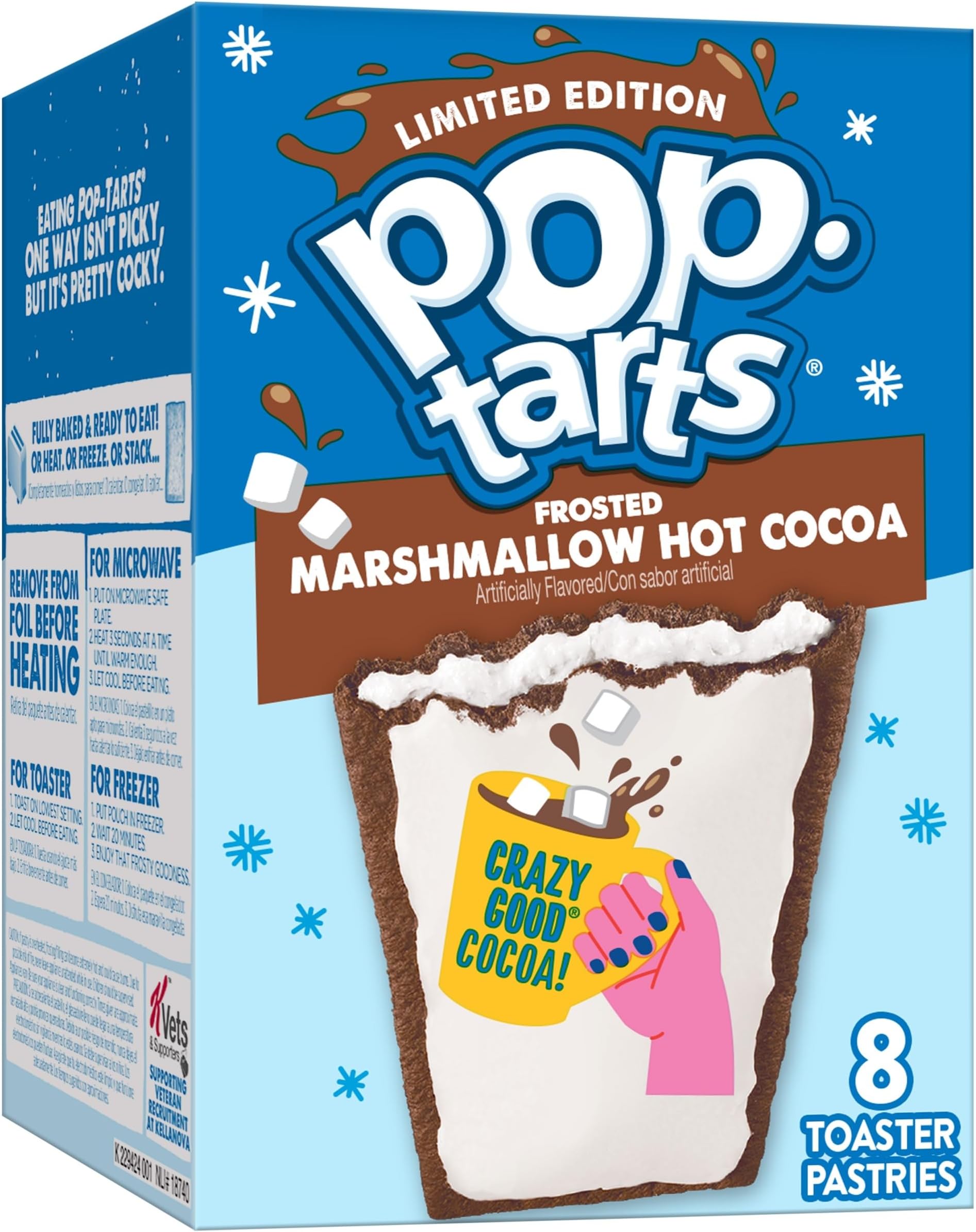 Pop-Tarts Toaster Pastries, Breakfast Foods, Holiday Snacks, Frosted Marshmallow Hot Cocoa, 13.5oz Box (8 Pop-Tarts)