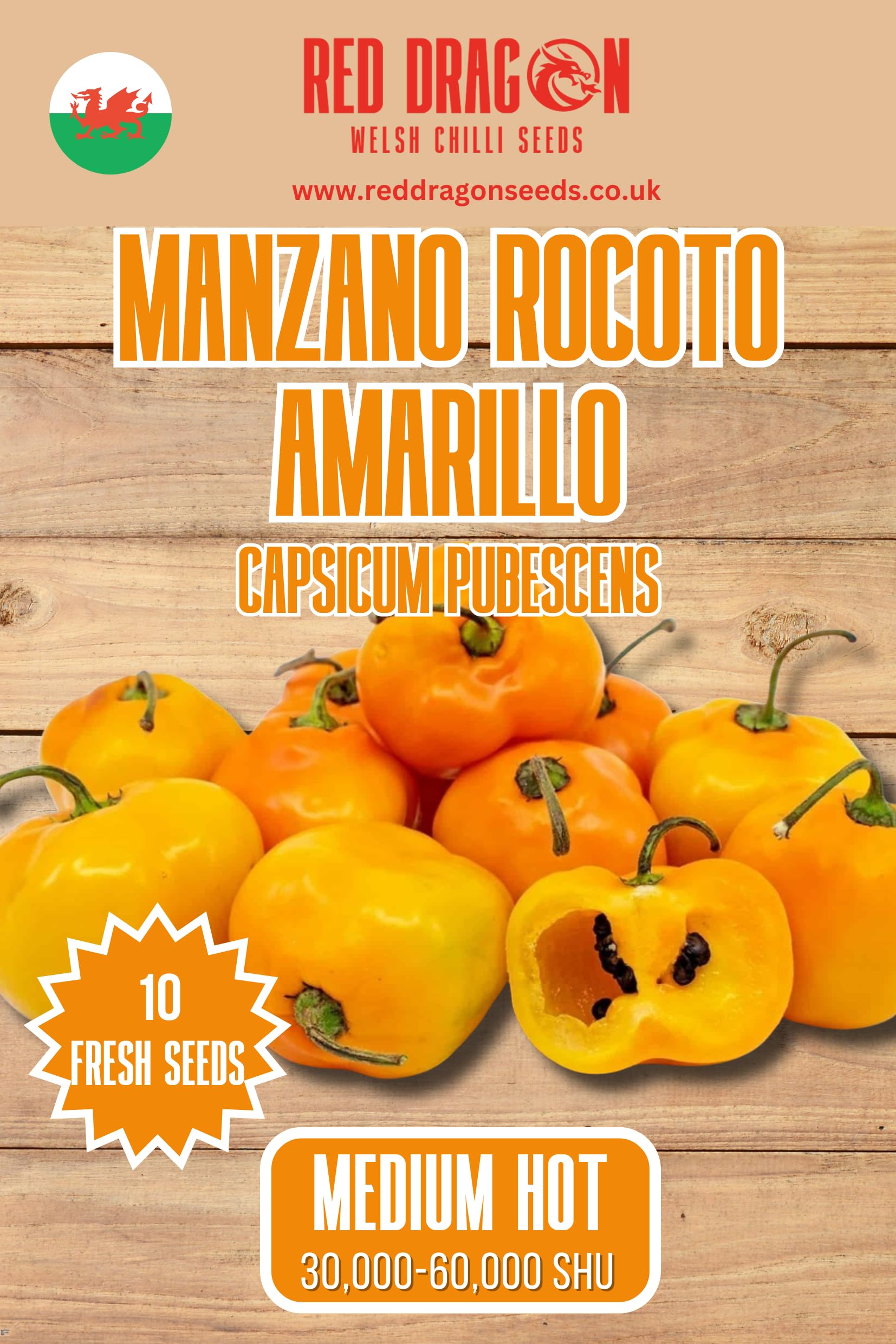 Manzano Rocoto Amarillo Chilli Seeds - 10 Fresh Manzano Rocoto Amarillo Chilli Seeds