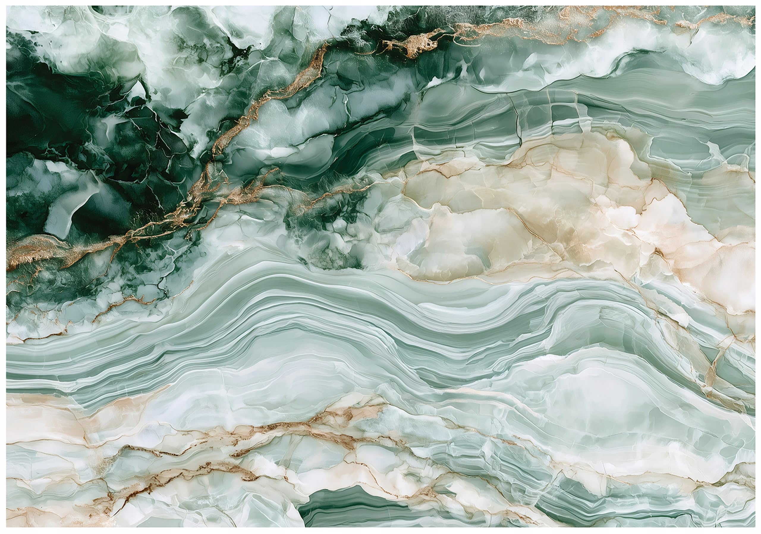 Wallarena Marble Green Wall Mural Photo Wallpaper For Living Room & Bedroom 300 X 210 Cm