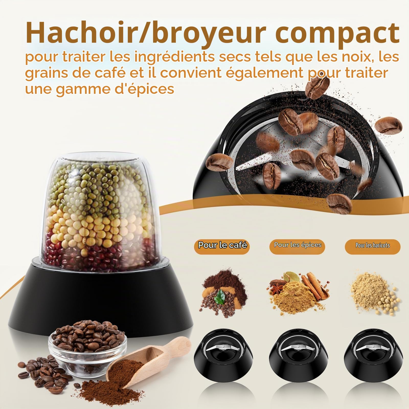 Howork robot de cuisine 1500W,Grande Capacité Robot Multifonction Cuisine, Pour Déchiqueter, Trancher,Hacher, Moudre, Faire des Smoothies, Hacher, Farcir et Faire de la Pâte, Acier Inoxydable Noir
