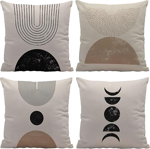 Miniatura 6 de Funda de almohada abstracta bohemia dorada con diseño de amanecer y rayos de sol de mediados de siglo, decoración moderna para decoración bohemia de