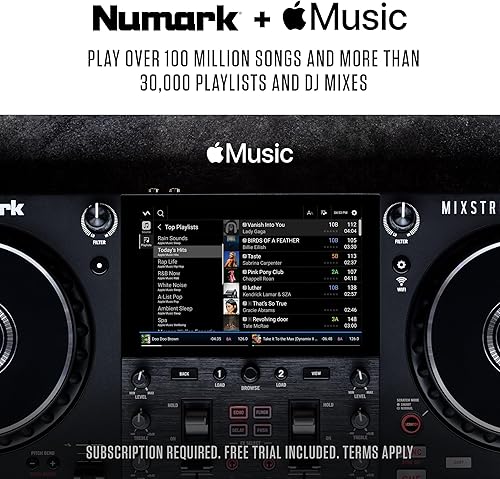 Miniatura 10 de Numark Mixstream Pro+ - Controlador de DJ independiente, transmisión ilimitada de Tienda Music, mezclador, pantalla táctil, WiFi, altavoces,