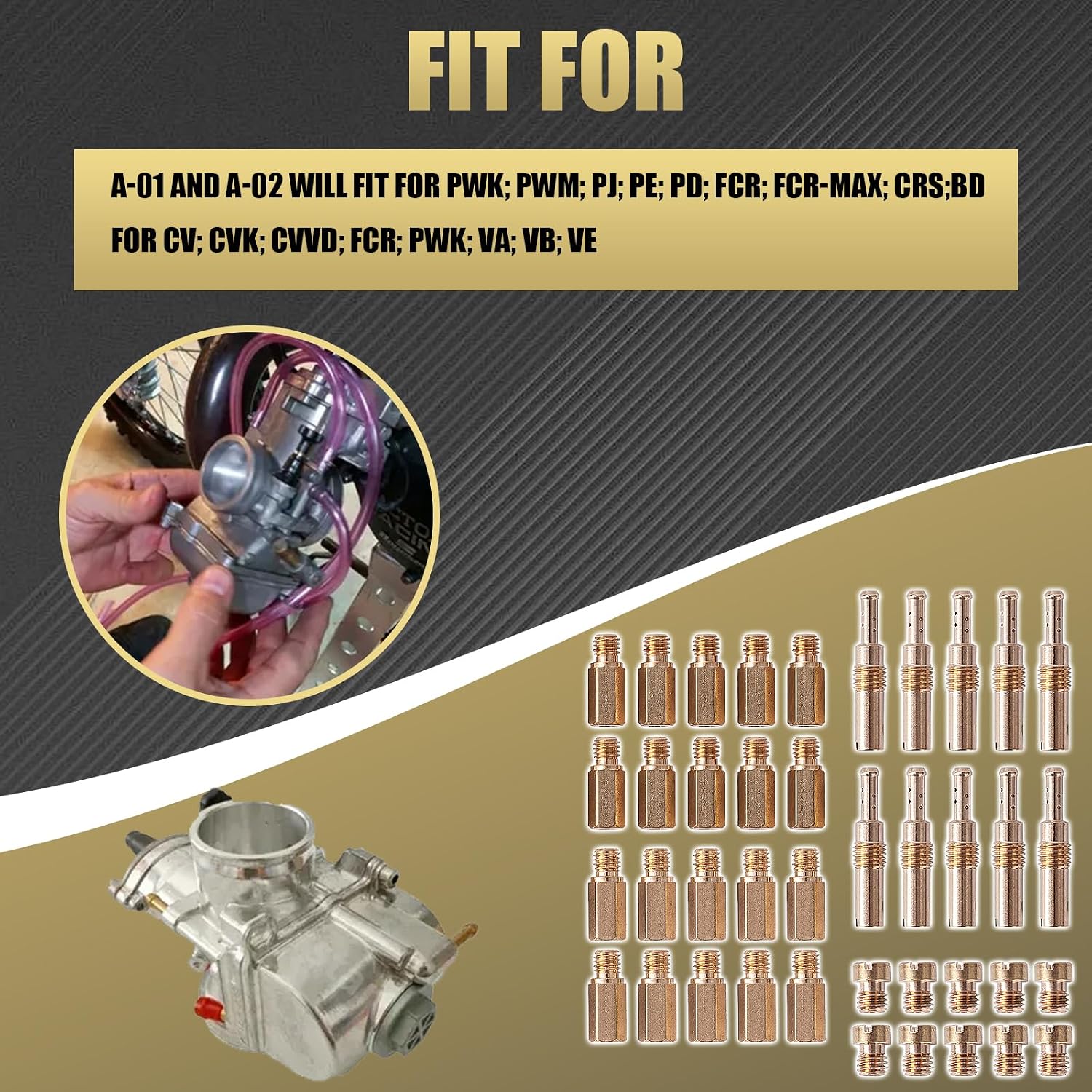 Carburetor 30Pcs Main Jets + 10Pcs Slow Jets/Pilot Jet Kit #32#35#38#40#42#45#48#50#52#55