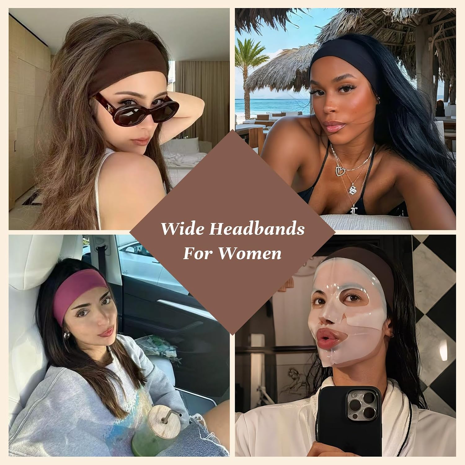 Black Headbands for Women Non Slip 3PCS Wide Headbands for women Hair Accessories Securing Hair Elastic Headband for Daily