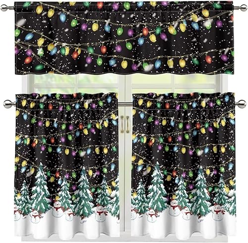 Miniatura 1 de Azteca - Juego de cortinas y cortinas con bolsillo para barra, juego de 3 cortinas de cocina, elegante y lavable, decoración del hogar, adecuado