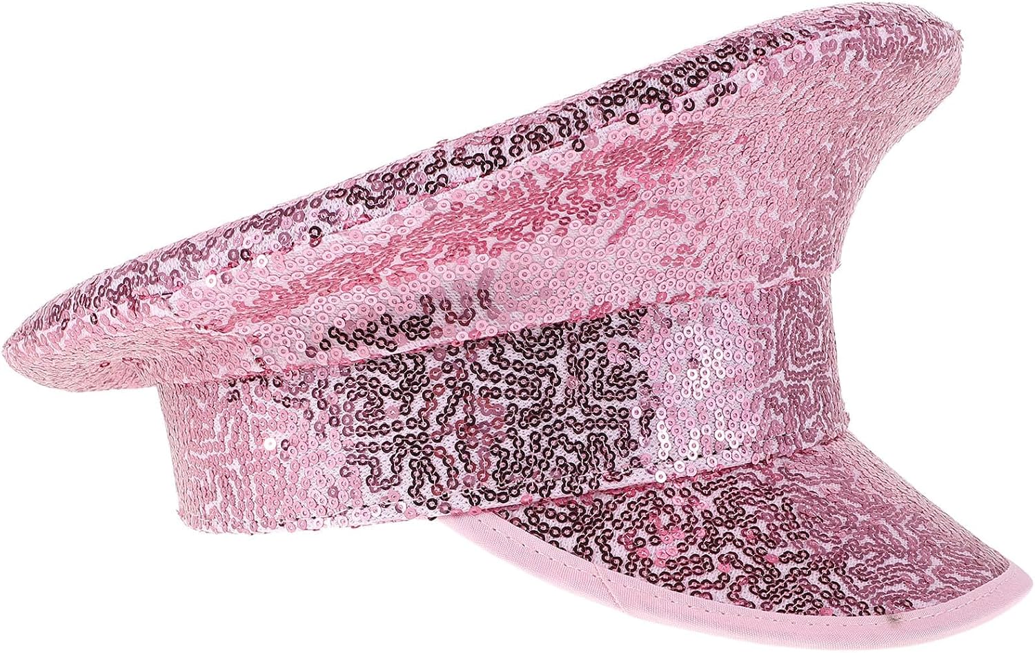 Captain Hat Stylish Summer Sunhat Sequin Pink Lightweight Polyester for Women Sailor Cap with Wide Brim for Sailing Trips and Outdoor Adventures