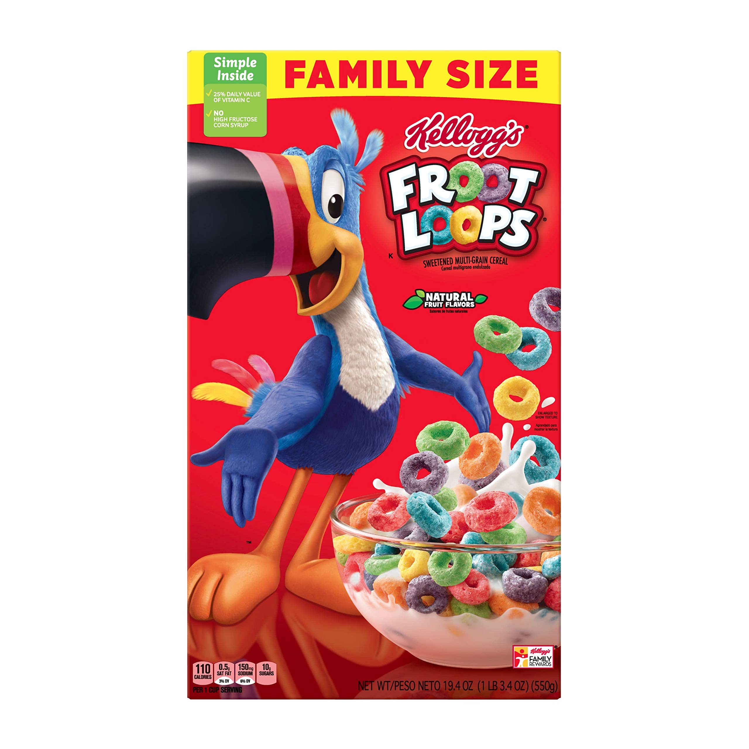 Kellogg's Froot Loops Breakfast Cereal, Fruit Flavored, Breakfast