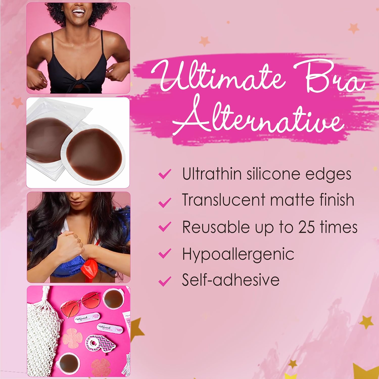 Hollywood Fashion Secrets Silicone Nipple Covers, Reusable Sticky Pasties image 4