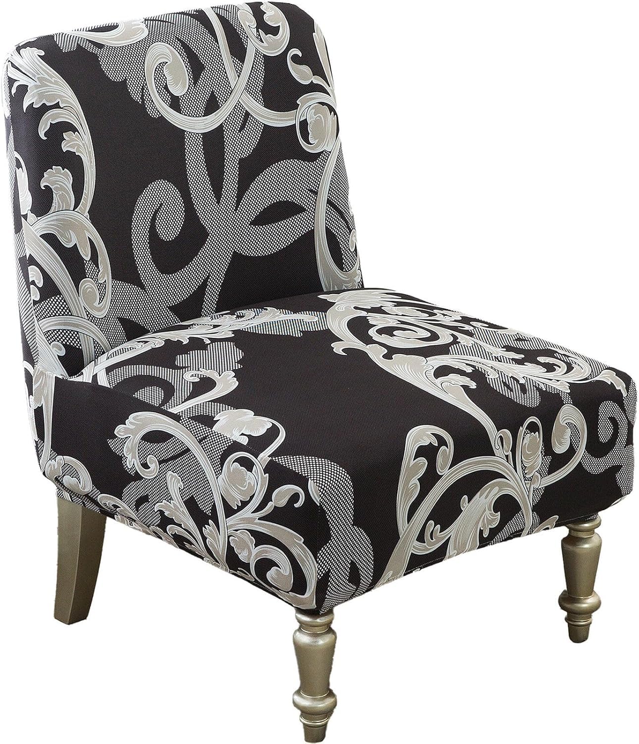 HACLEN Printing Armless Accent Chair Cover, Stretch Spandex Armless Chair Slipcover Washable Slipper Chair Protector Non Slip for Living Room (9,2 pcs)