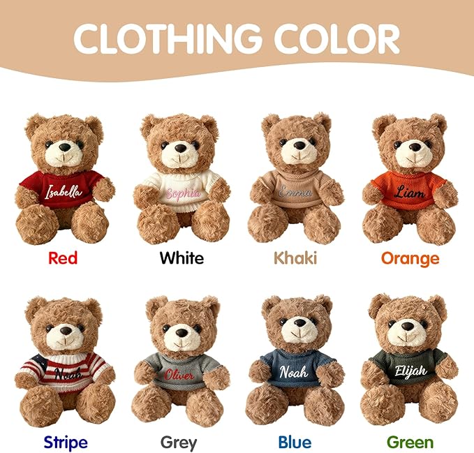 Oso de Peluche Personalizado con Nombre OELTTG 30 cm Marrón miniatura 8