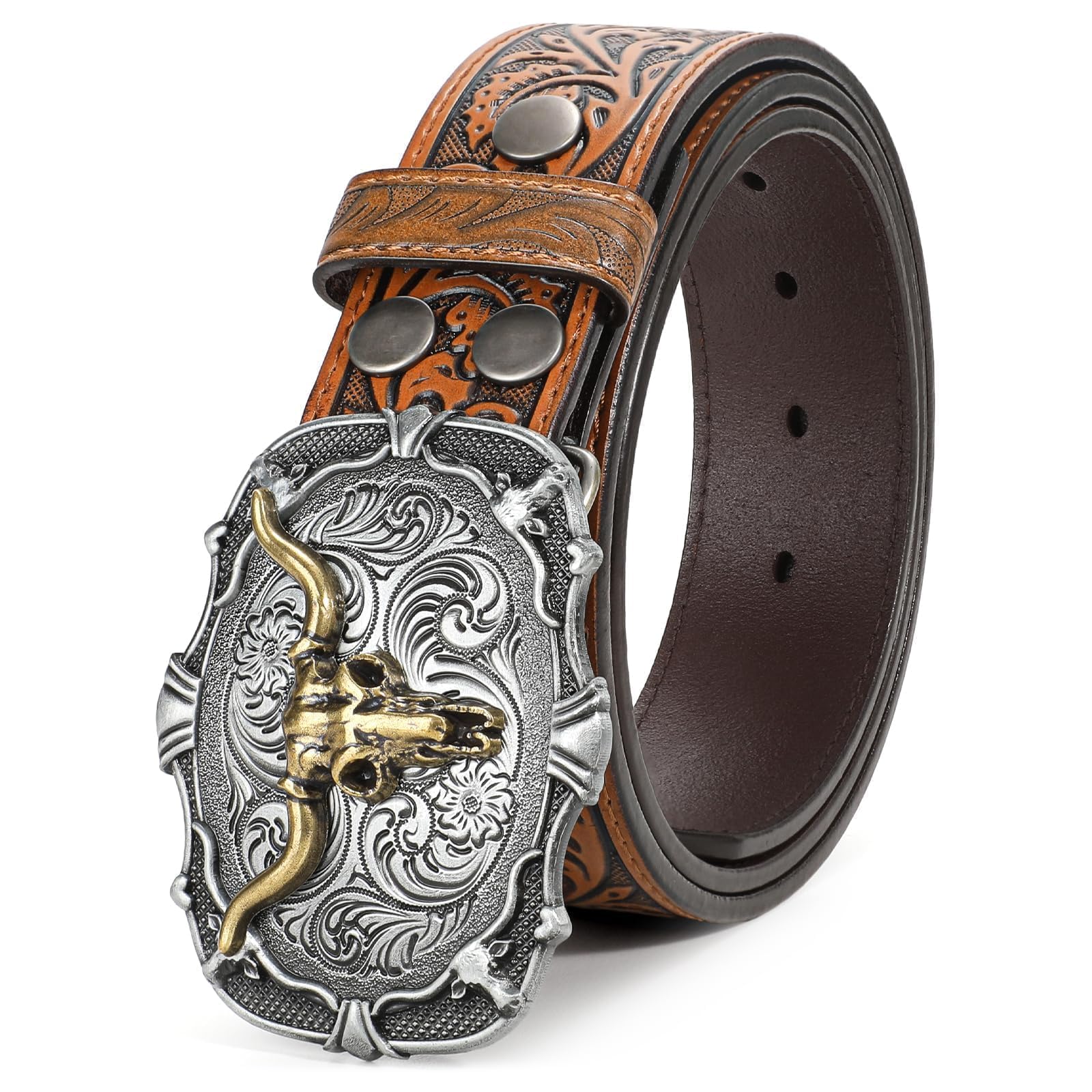 BELTROAD Western Leather Buckle Belt for Men Women Cowboy Cowgirl Mens Leather Belt for Jeans Christmas Men's Belt Gifts