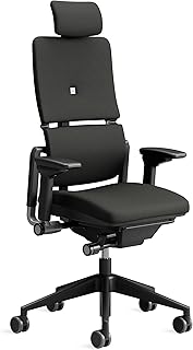 Steelcase Please, silla de oficina ergonómica con respaldo alto regulable en altura, brazos regulables y reposa cabeza regulable Ónix; Fabricado en Europa