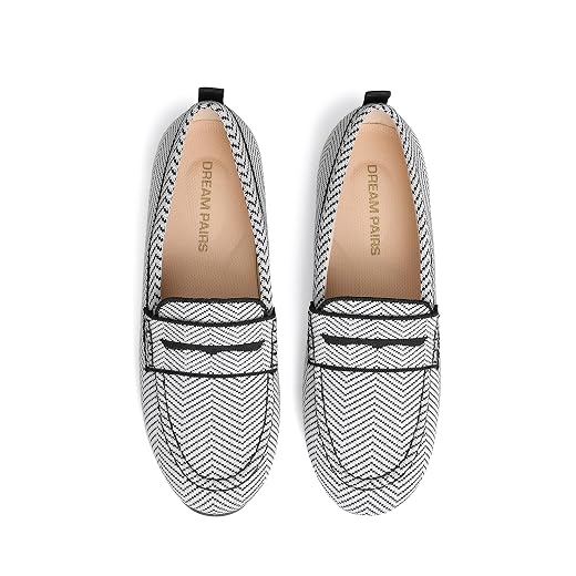 DREAM PAIRS Women Comfortable Business Knit Loafers | Zero-pressure breathable Knit Upper and Memory Foam Arch Support insole Slip on flats for work and daily travel