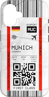 iPhone 16 MUC Munich Boarding Pass Design Flight Ticket Travel Case