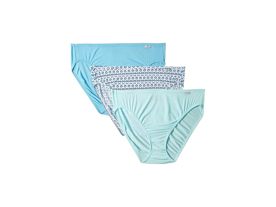 

Jockey Elance(r) Supersoft French Cut 3-Pack (Ombre Ogee/Light Teal/Heavenly Blue) Women's Underwear, Multi