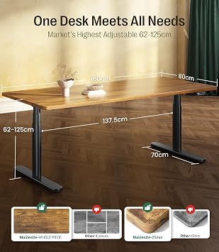 MAIDeSITe Height Adjustable Standing Desk with Oval Leg, 160x80cm Dual Motor Electric Standing Desk Sit Stand Desk with Load Capacity 180KG, 4 Memory Keyboard and Anti-collision System-S2 Plus Art