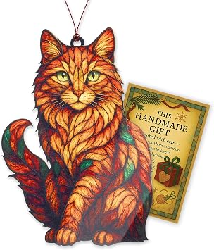 Cat Lover Gifts for Women Funny Christmas Cat Ornaments 2026, Colorful Cat Christmas Ornament for Tree, Tuxedo Black and Orange Cat Decor, Cute Cat Tree Decoration