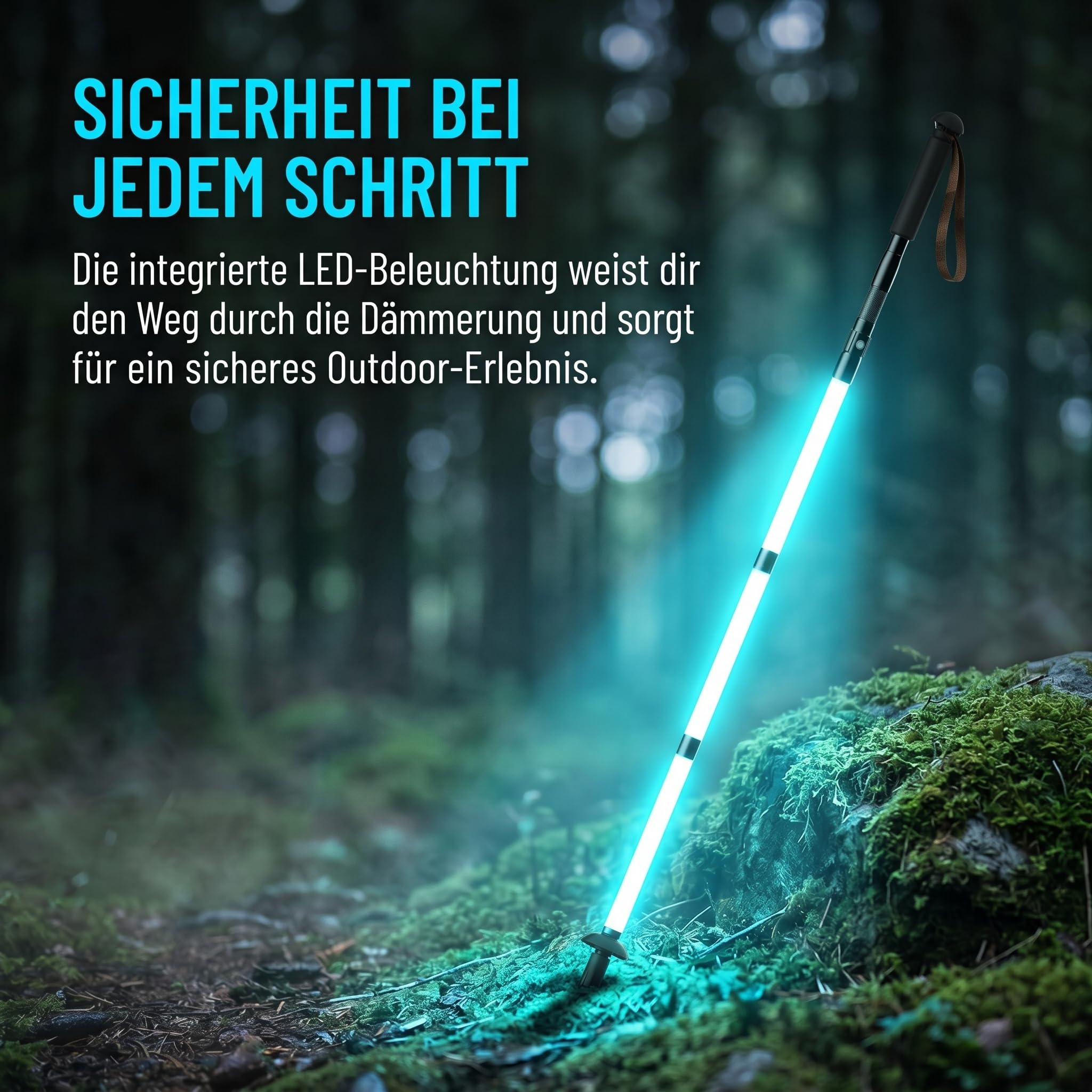 Leuchtende Taktische TrekkingstöCke – Leichte, Faltbare Led-WanderstöCke, 112cm/136cm/160cm Walking StöCke Aus Robustem Pc-Material Und Sind Bruchsicher, FüR Outdoor Wandern Camping