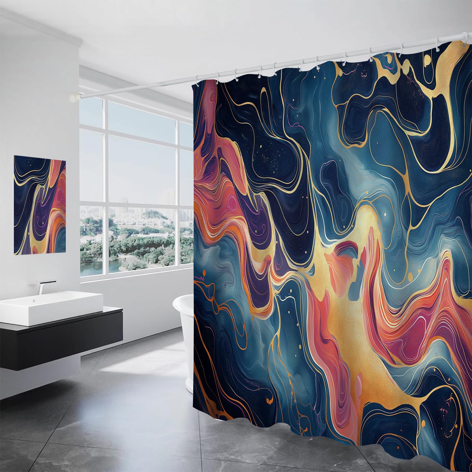 Rideaux de baignoire 180x200 grand rideau douche marbre abstrait imperméable