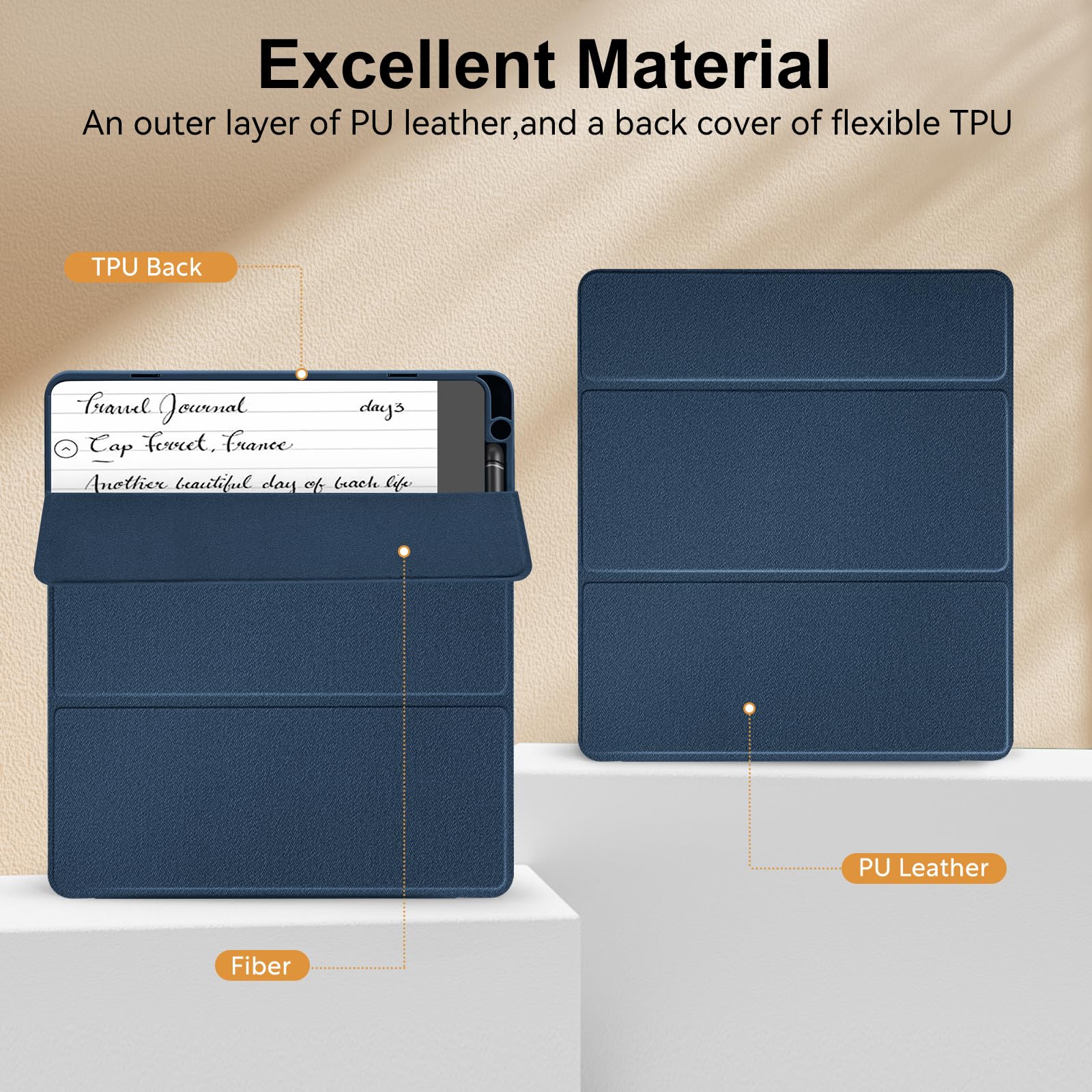 Funda con soporte para Kindle Scribe (versión 2022/2024), funda triple de piel sintética de alta calidad con soporte para bolígrafo, compatible con Kindle Scribe de 10.2 pulgadas, apagado y
