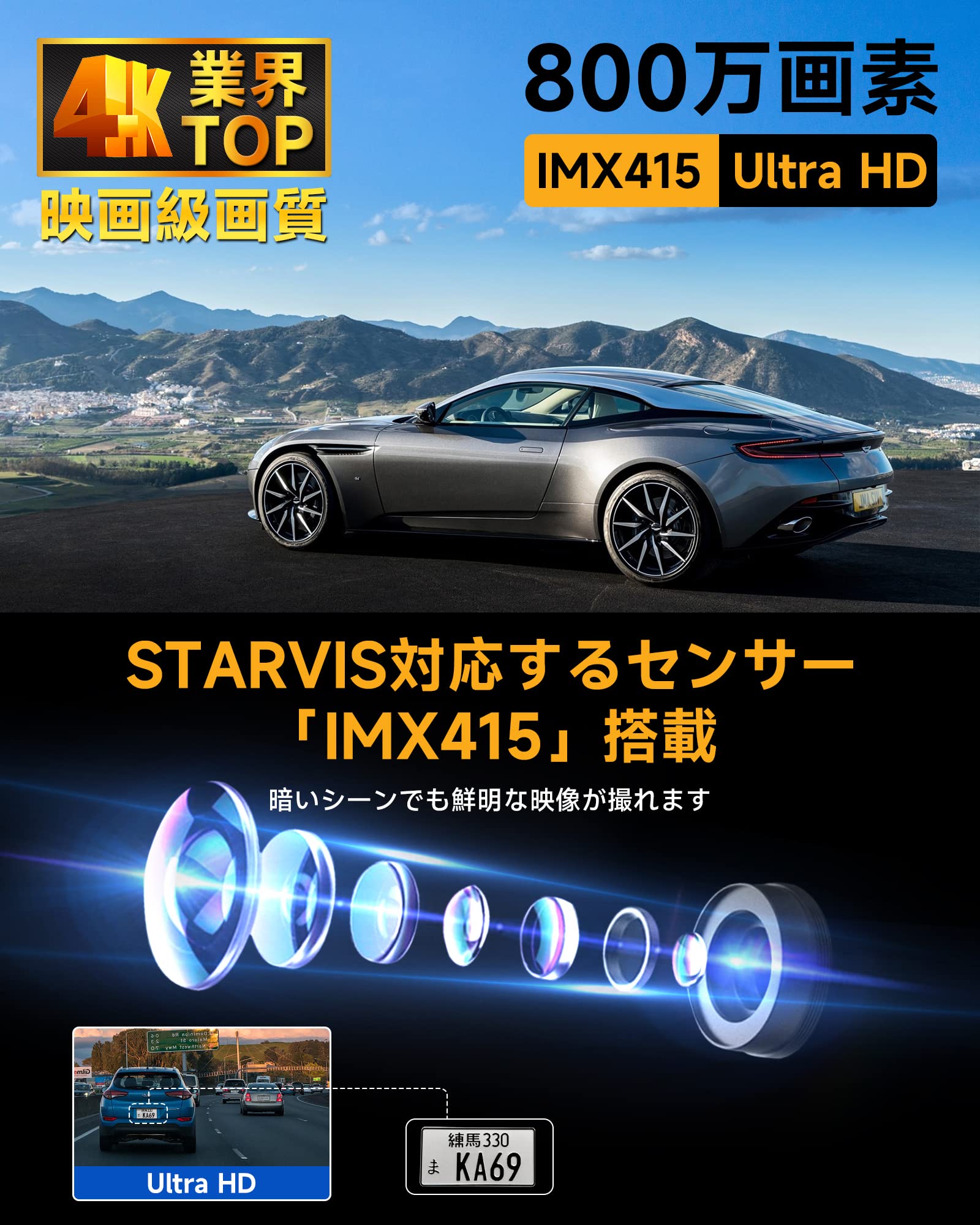 Amazon.co.jp: ドライブレコーダー ミラー型 4K【業界唯一の4K+日本語 