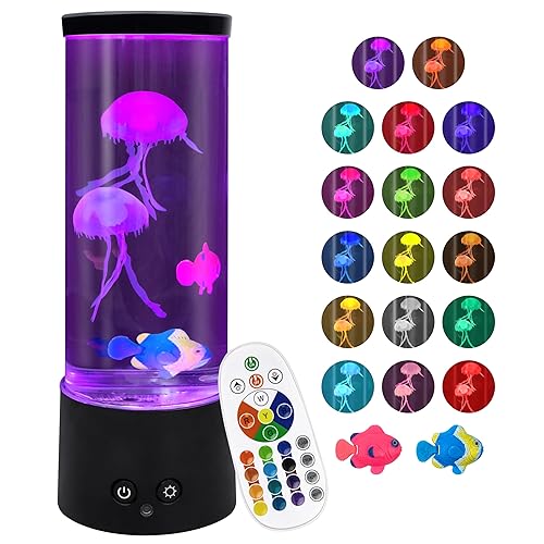 Eglagen Jellyfish Lamp, Electric Jellyfish Lighting, Jelly Fish Tank Table Aquarium Lamp with 17 Colors, Floating Jelly Fish Night Light Present Decorations for Home, Office, Adult, Kids (Black)