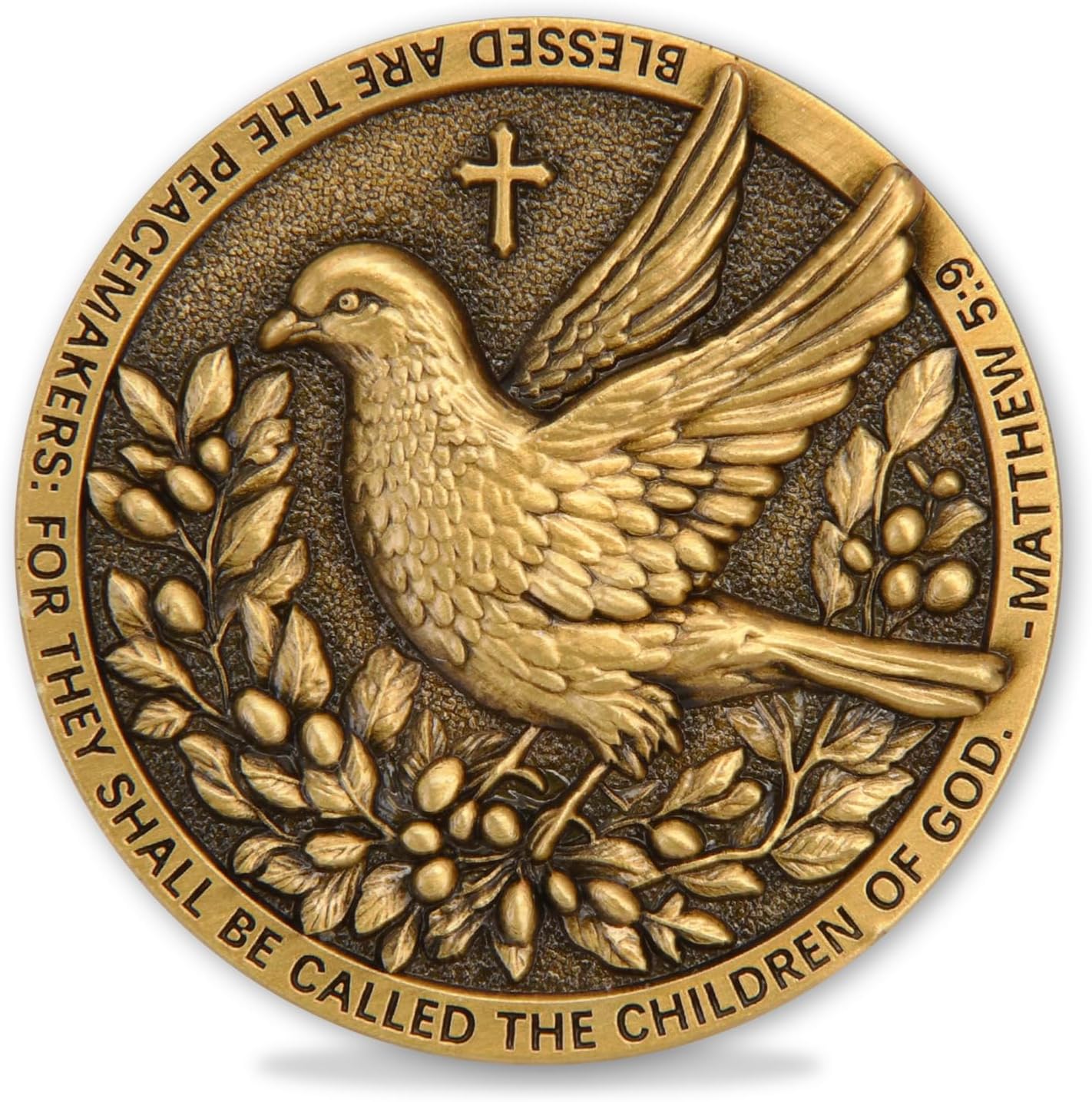 5-Pack Christian Challenge Coins – Dove and Matthew 5:9 Verse, Religious Bible Coins with Acrylic Cases, Christian Collectibles for Believers and Faith Gifts
