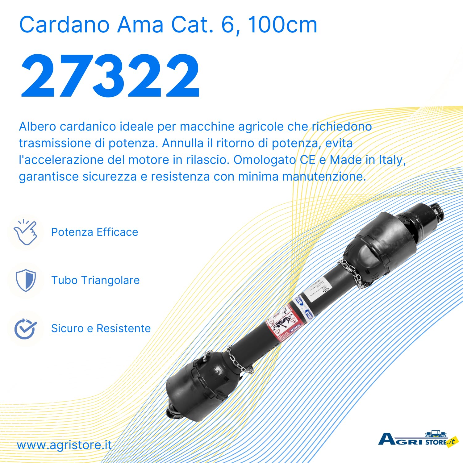 Ama Cardan avec roue libre cat. 6 100 cm pour transmission de puissance du  tracteur, fabriqué en Italie : Amazon.fr: Auto et Moto