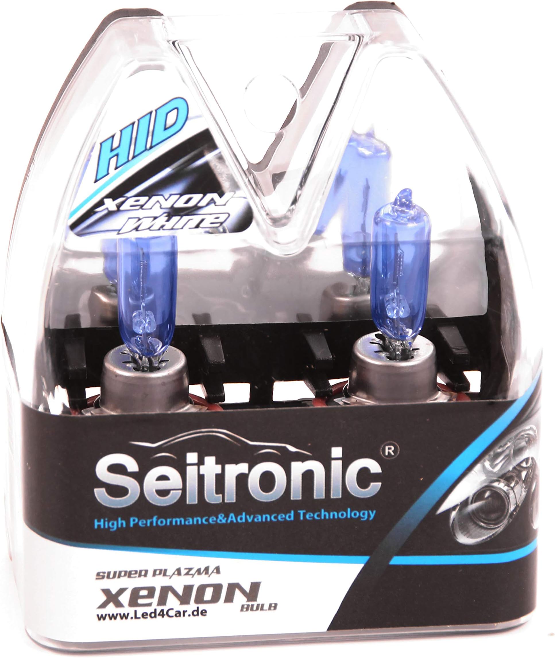 2x H9 xenon style lights with E-mark, white xenon look bulbs, xenon style burners, xenon blue HID lights, halogen xenon lights