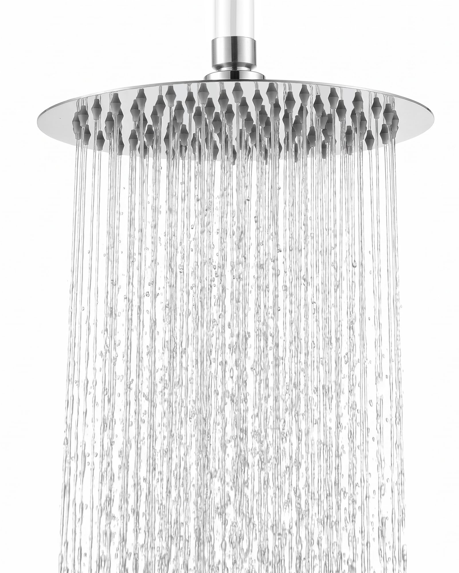 OFFO Rainfall Shower Head 8 Inch, 304 Stainless Steel Fixed Overhead Shower, Round Powerful High Pressure Shower Head, Chrome