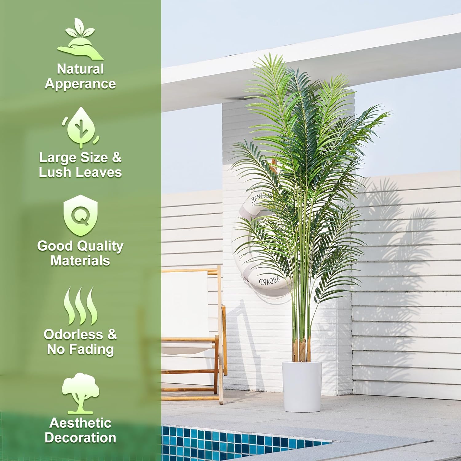 Artificial Palm Tree 7.2Ft Tall Fake Potted Plant Faux Silk Green Floor Decorative Large Artificial Plants Indoor for Office Home Living Room Outdoor Decor - Image 3