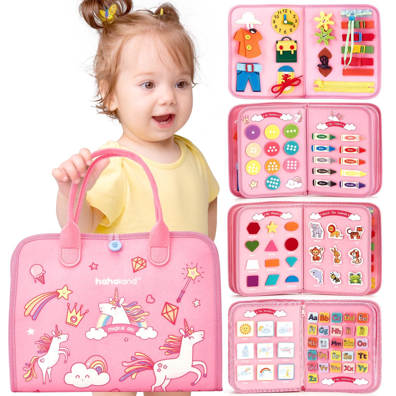 hahaland Toddler Busy Board - Toddler Sensory Montessori Toys for 1 2 3 Year Old Boys Girls, Busy Board for Toddlers 1 2-4 Yehahaland Toddler Busy Board - Toddler Sensory…