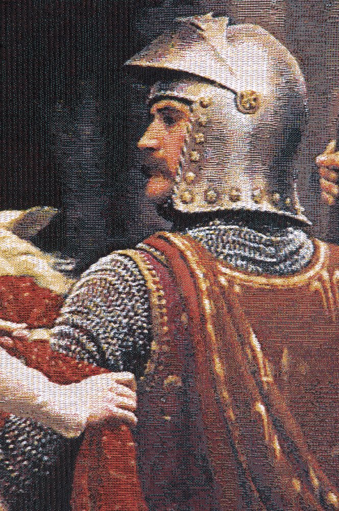 Tapisserie Murale Edmund Leighton 'God Speed' - 39 X 55 Pouces - Coton, Couleurs Rouge, Gris, Jaune
